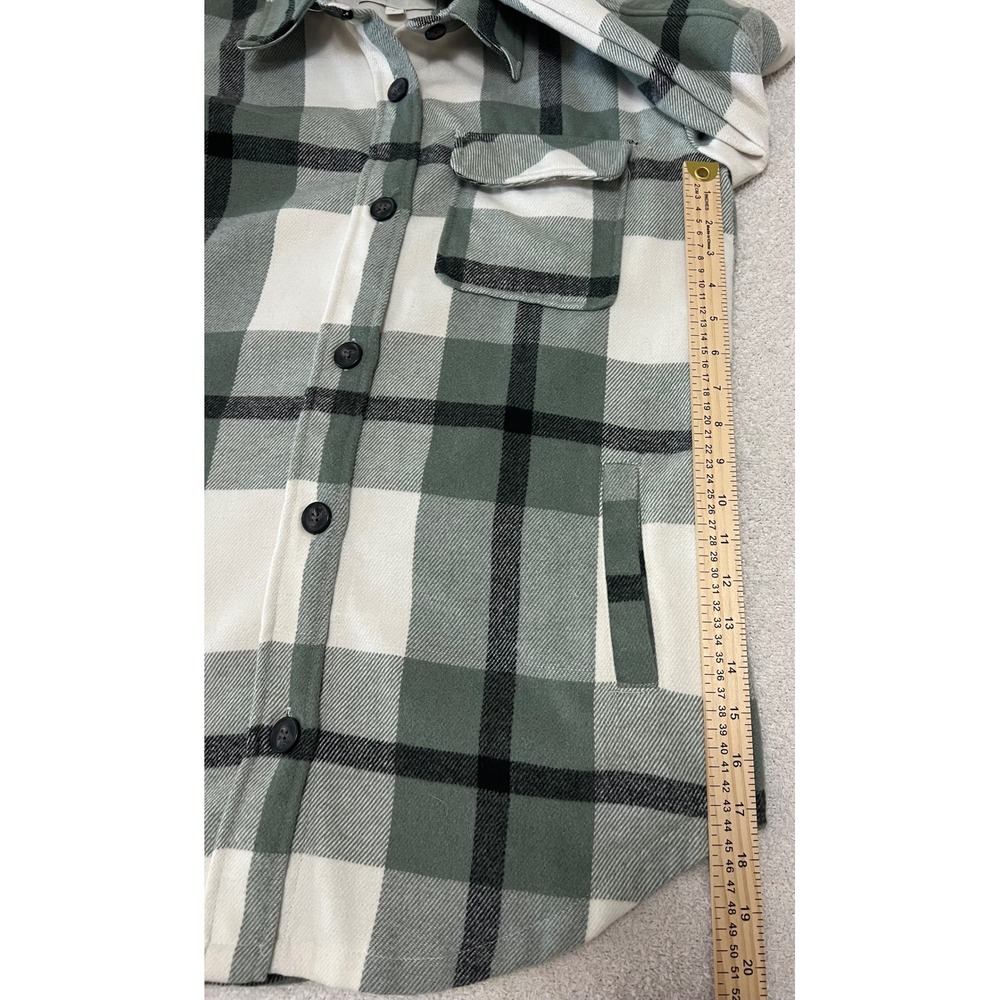 Ecothreads Women's Plaid Shirt Jacket Green Black White Size Medium - Picture 7 of 10